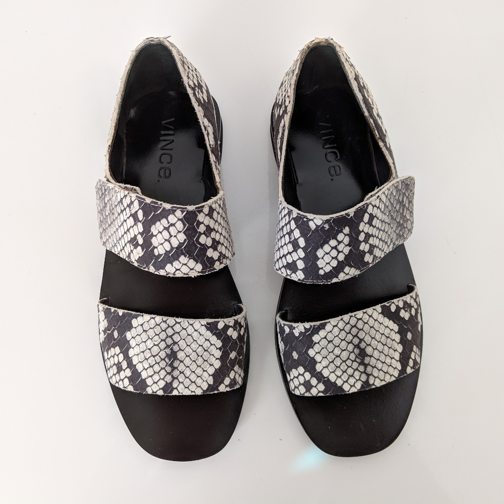 VINCE Embossed Snake Skin Leather Sandals